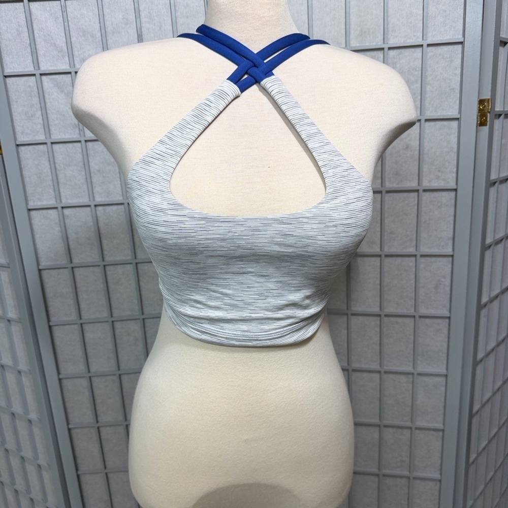Lululemon Athletica Blue and Gray Cross-Back Bandeau - Picture 1 of 6